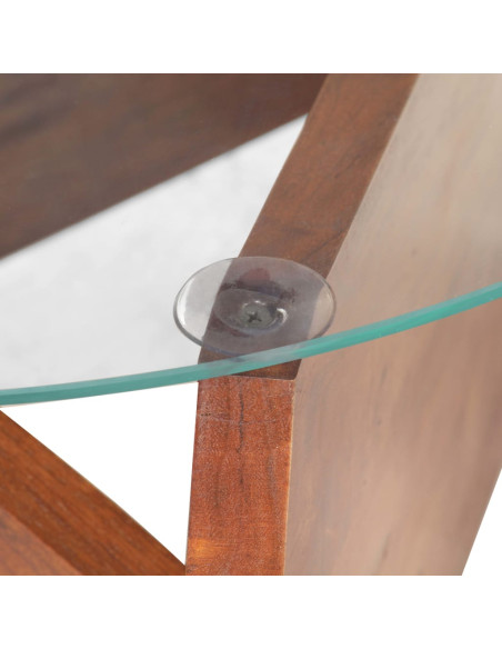 Tavolino da Salotto 60 cm in Legno Massello di Acacia