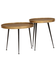 Tavolini da Salotto 2 pz Oro in Legno Multistrato 2