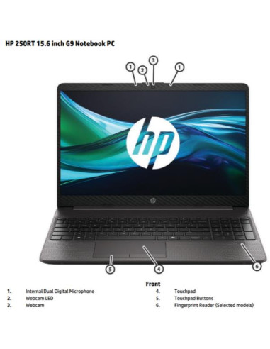 HP 250RT G9 N150 8/256 W11P 1YW