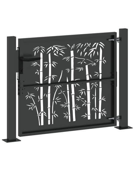 Cancello da giardino con blocco Nero 110 x 105 cm