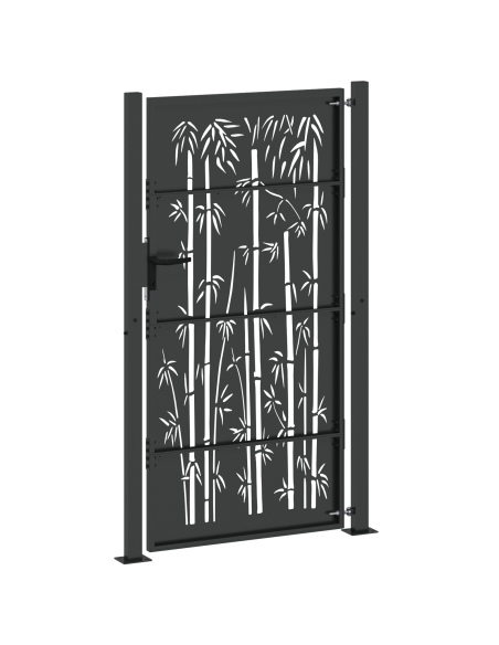 Cancello da giardino con blocco Nero 110 x 180 cm