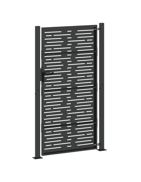 Cancello da giardino con blocco Nero 110 x 180 cm