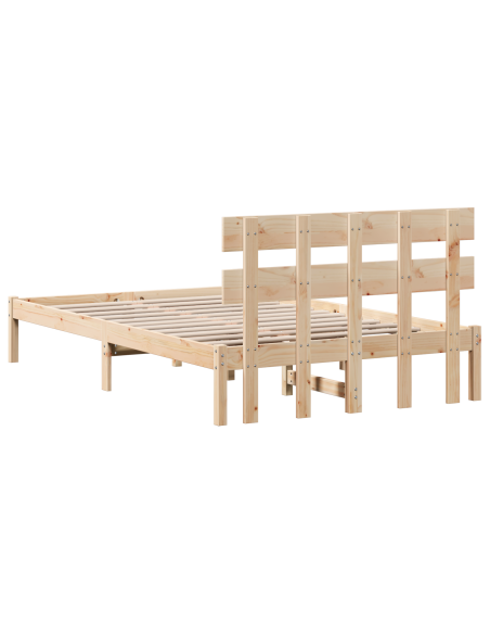 Struttura Letto con Testiera 135x190 cm Legno Massello di Pino