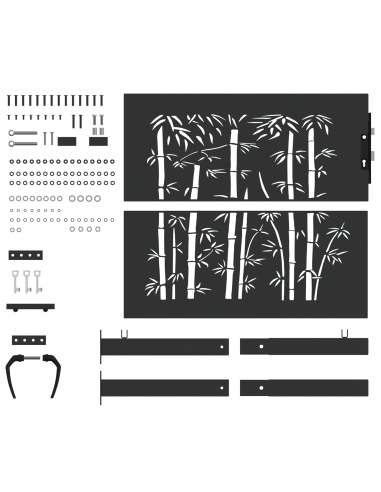 Cancello da giardino con blocco Nero 110 x 105 cm