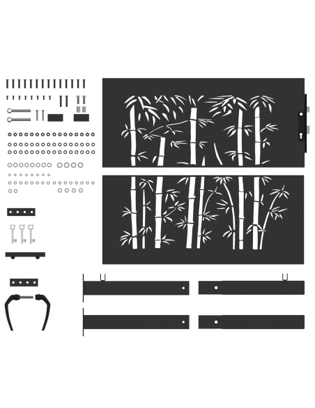 Cancello da giardino con blocco Nero 110 x 105 cm