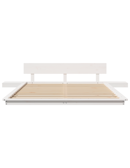 Struttura Letto con Tavolini Separati Bianco 150x200cm Legno Massello