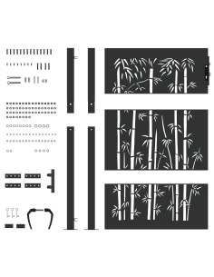 Cancello da giardino con blocco Nero 110 x 130 cm 2