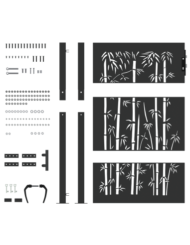 Cancello da giardino con blocco Nero 110 x 130 cm