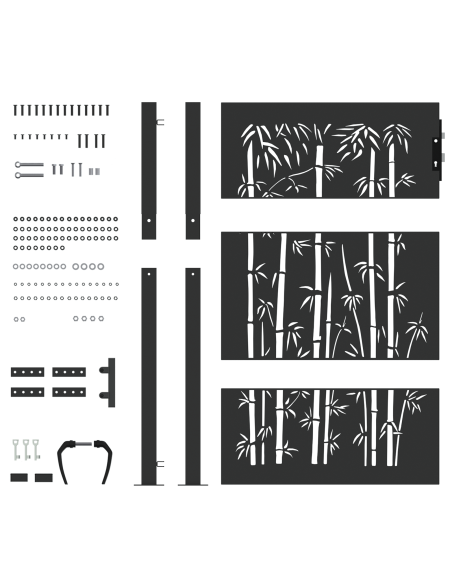 Cancello da giardino con blocco Nero 110 x 130 cm