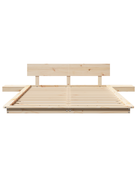 Struttura Letto a Terra con Tavolini da Notte 120x200cm Legno Massello