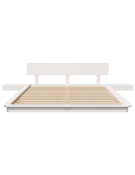 Struttura Letto con Comodini Bianchi 120x200cm Legno Massello