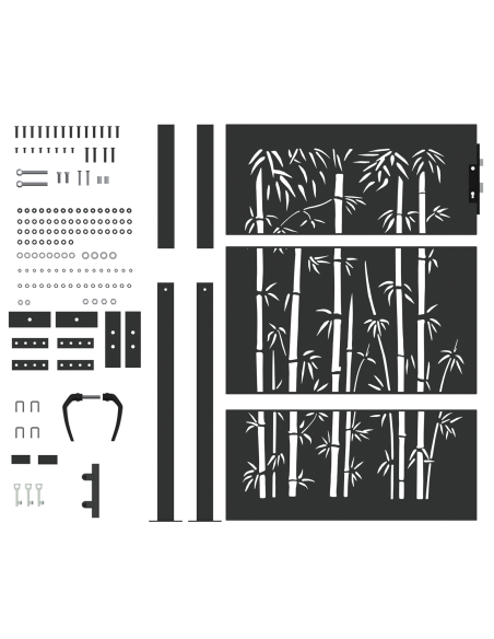 Cancello da giardino con blocco Nero 110 x 155 cm