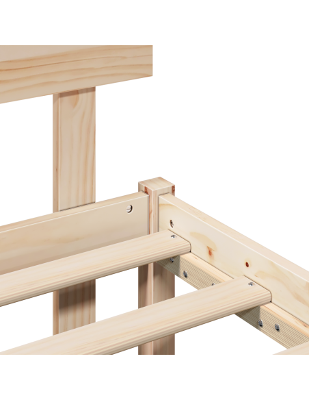 Struttura Letto con Testiera 135x190 cm Legno Massello di Pino