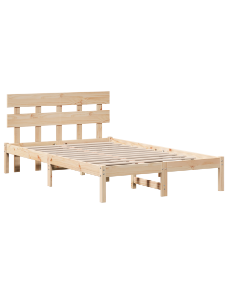 Struttura Letto con Testiera 135x190 cm Legno Massello di Pino