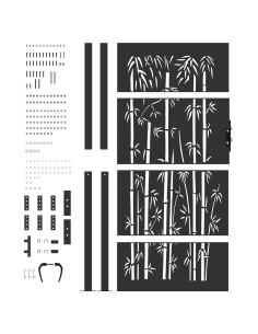 Cancello da giardino con blocco Nero 110 x 205 cm 2