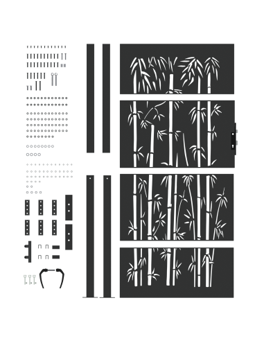 Cancello da giardino con blocco Nero 110 x 205 cm