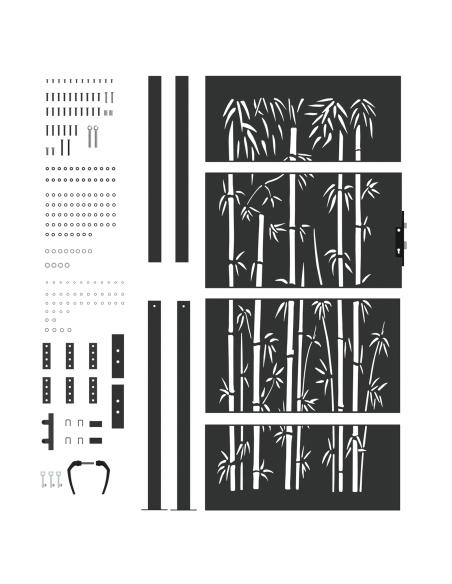 Cancello da giardino con blocco Nero 110 x 205 cm