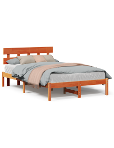 Struttura del letto Marrone 135 x 190 cm Legno massello di pino 2
