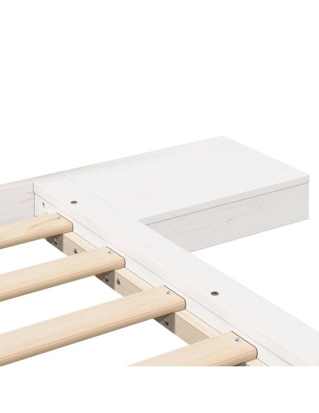 Struttura Letto con Tavolini Bianchi 200x200cm in Legno Massello