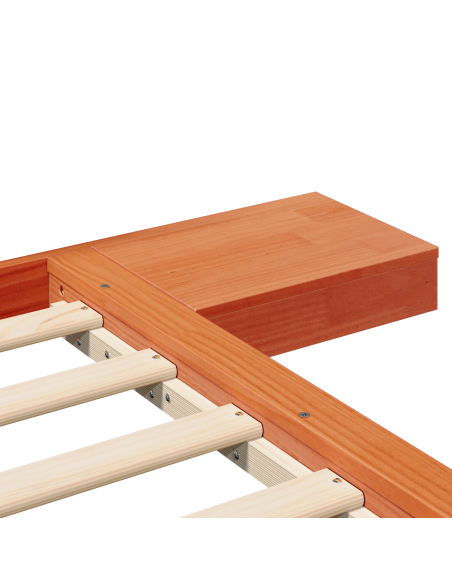 Struttura Letto con Tavolini Laterali Marrone Cerato 180x200cm Legno Massello