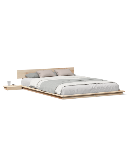 Struttura letto a terra con comodini 160x200cm legno massello