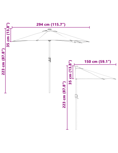 Ombrello da giardino Sabbia 294 x 150 x 223 cm