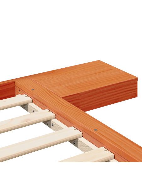 Struttura Letto a Terra con Tavolini Laterali Marrone Cerato 150x200cm Legno Massello
