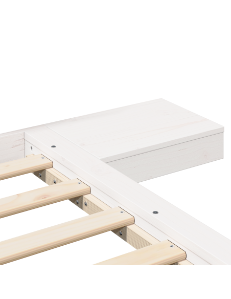 Struttura Letto a Terra con Tavolini Bianchi 140x200cm Legno Massello