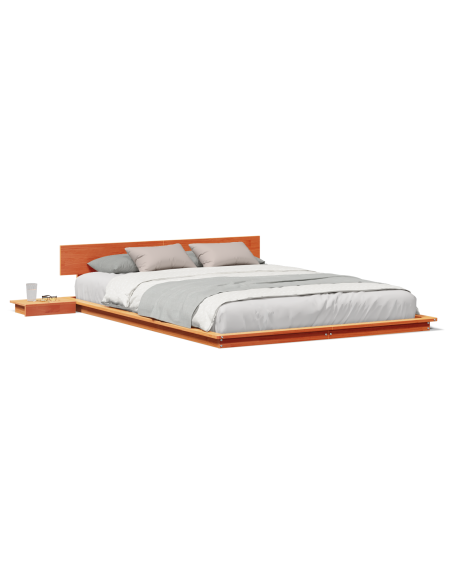 Struttura letto con comodini Marrone Cerato 140x200cm Legno Massello