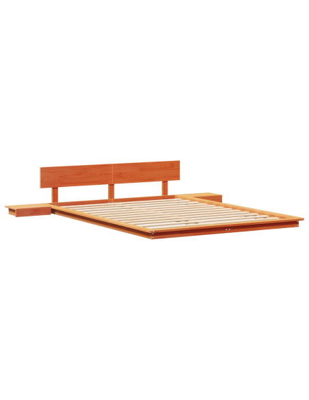 Struttura letto con comodini Marrone Cerato 140x200cm Legno Massello