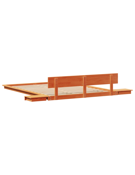 Struttura letto con comodini Marrone Cerato 140x200cm Legno Massello