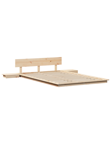 Struttura Letto a Terra con Tavolini da Notte 120x200cm Legno Massello
