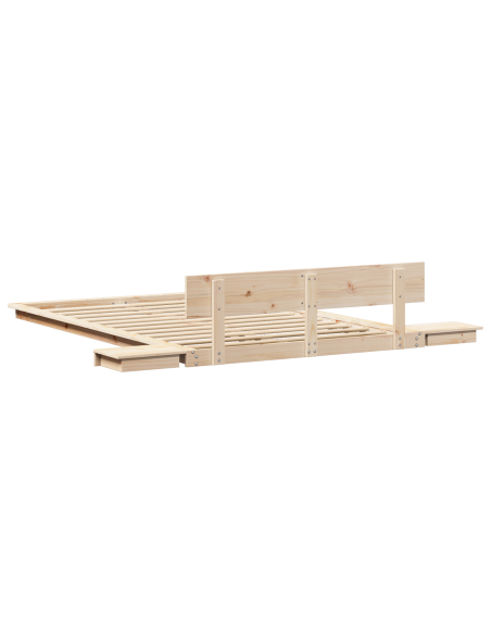 Struttura Letto a Terra con Tavolini da Notte 120x200cm Legno Massello