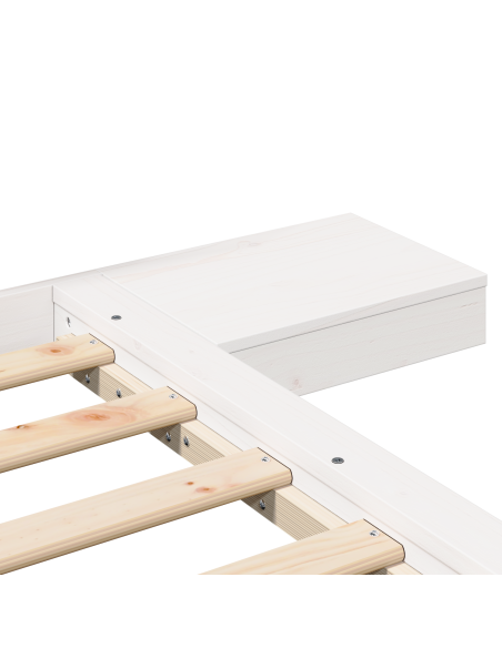 Struttura Letto con Comodini Bianchi 120x200cm Legno Massello