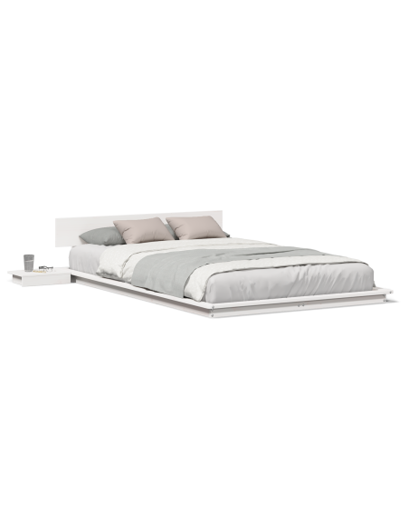 Struttura Letto con Comodini Bianchi 120x200cm Legno Massello