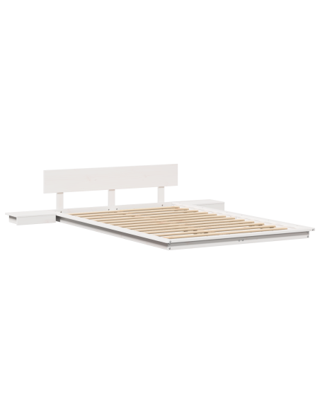 Struttura Letto con Comodini Bianchi 120x200cm Legno Massello