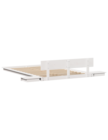 Struttura Letto con Comodini Bianchi 120x200cm Legno Massello