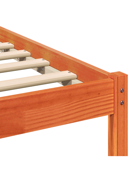 Struttura letto con testata e LED marrone cerato 100x200 cm legno massello di pino