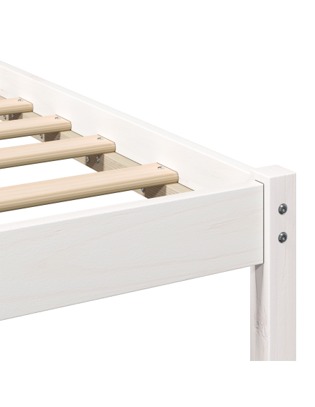 Struttura letto con testata e LED Bianca 90x200 cm Legno massello di pino