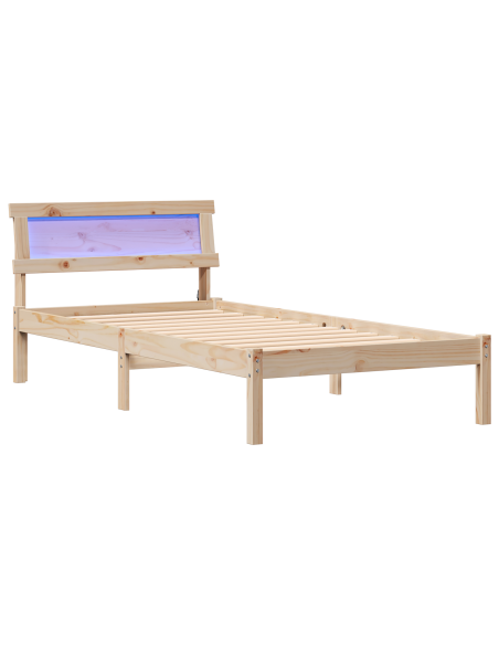 Struttura Letto con Testiera & LED 80x200 cm Legno massello di pino