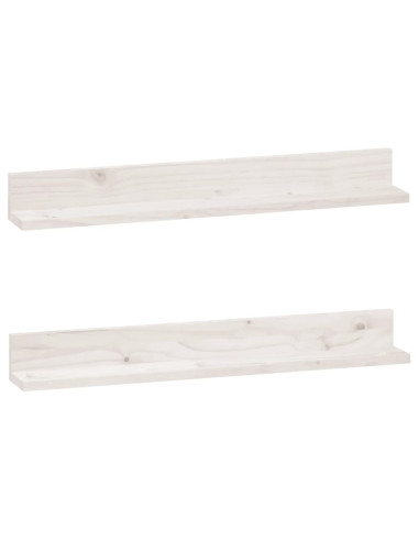 Mensole da Parete 2 pz Bianco 80x11x9cm Legno Massello di Pino
