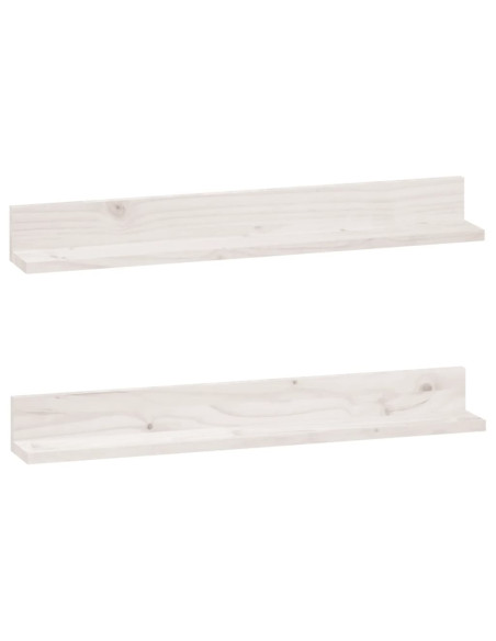 Mensole da Parete 2 pz Bianco 80x11x9cm Legno Massello di Pino