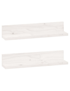 Mensole da Parete 2 pz Bianco 50x11x9cm Legno Massello di Pino 2
