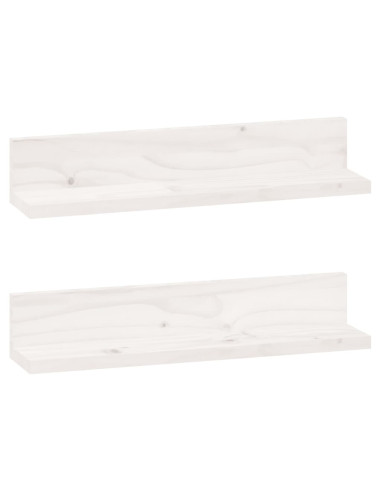Mensole da Parete 2 pz Bianco 50x11x9cm Legno Massello di Pino