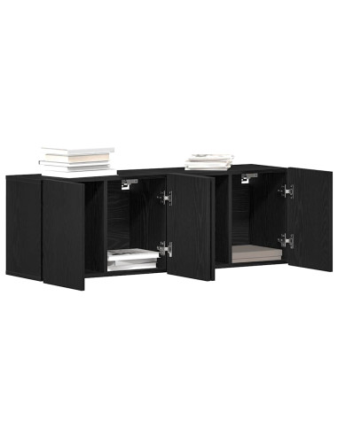 Mobili Porta TV 2 pz Rovere Nero 120x30x41 cm Legno di Argilla