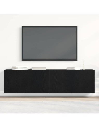Mobili Porta TV 2 pz Rovere Nero 160x30x41 cm Legno Assicellare