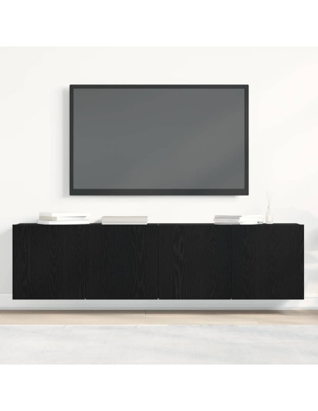 Mobili Porta TV 2 pz Rovere Nero 160x30x41 cm Legno Assicellare