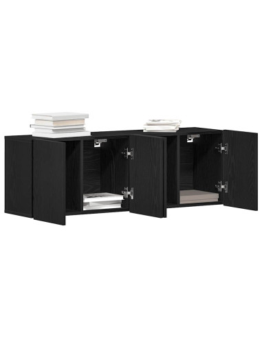 Mobili Porta TV 2 pz Rovere Nero 160x30x41 cm Legno Assicellare