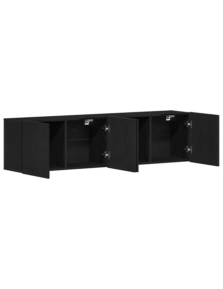 Mobili Porta TV 2 pz Rovere Nero 160x30x41 cm Legno Assicellare