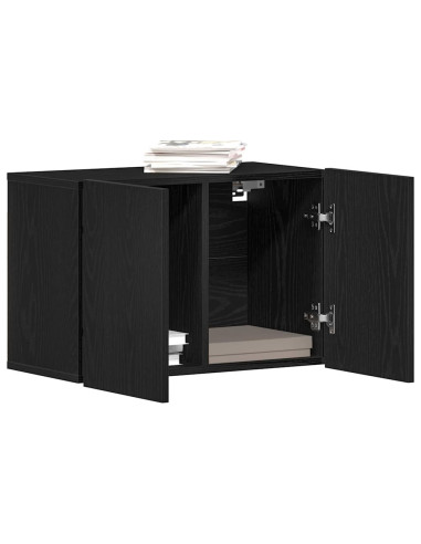 Mobile TV Rovere Nero 60x30x41 cm in Legno Massello